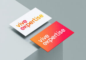 Simulation carte de visite du logo Vive expertise