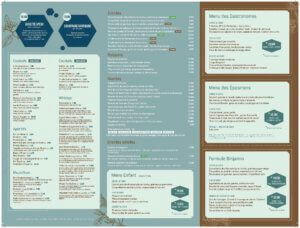 page entière du menu du restaurant Le Binjamin