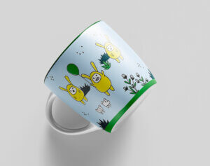 Simulation illustrations sur un mug pour enfant